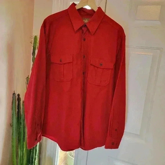 Eddie Bauer Outdoor Outfitter Red Cotton Flannel Button Down, Size XL - Picture 2 of 9